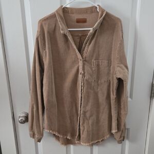 Cute XL Omgee Stretch Corderoy Fringe Shacket